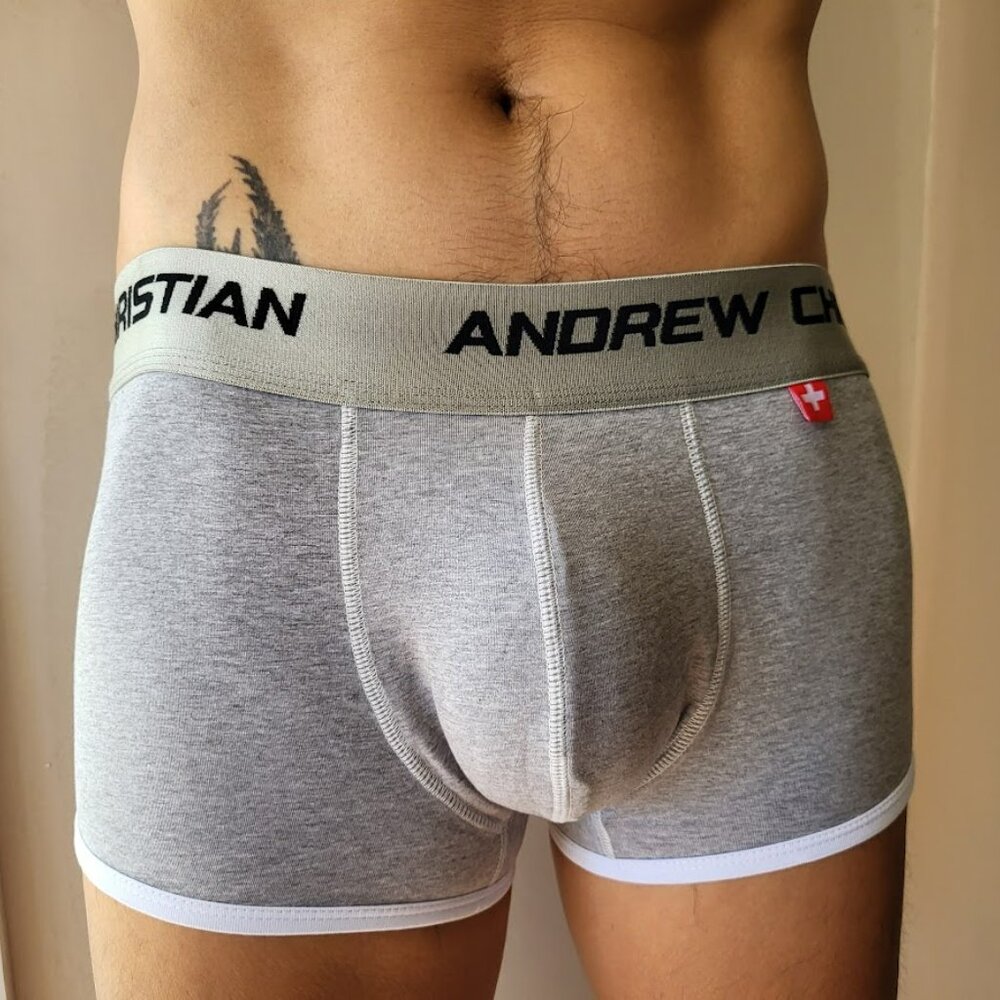 Andrew Christian Vintage Boxer Briefs Trunks Large Gray NEW - Picture 5 of 8